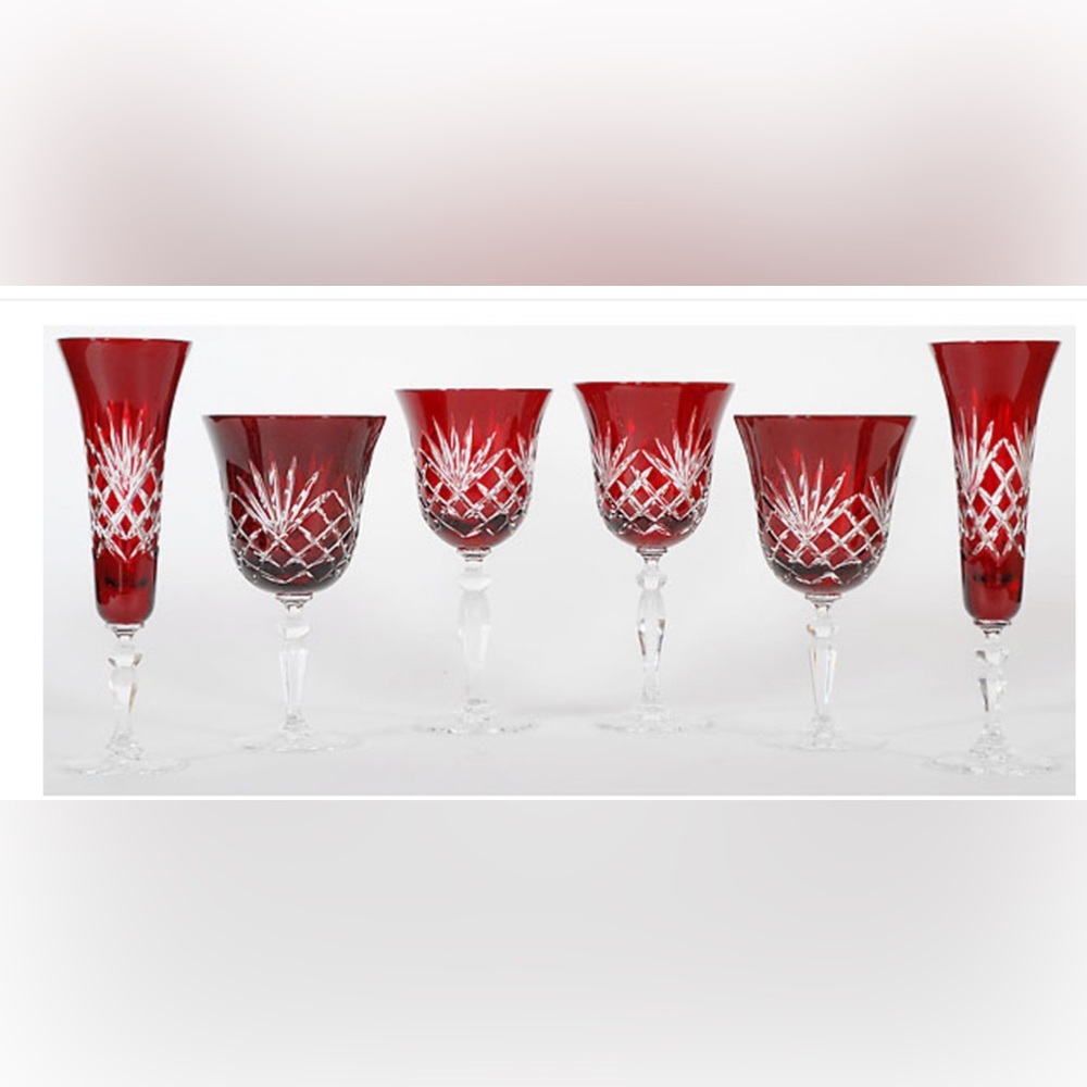 Beautiful RUBY CRYSTAL STEMWARE SET OF 6